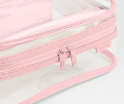 Clear Toiletry Bag in Clear/Blush Pink