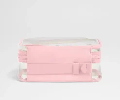 Clear Toiletry Bag in Clear/Blush Pink