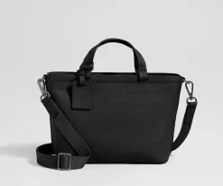 Leather Crossbody in Jet Black