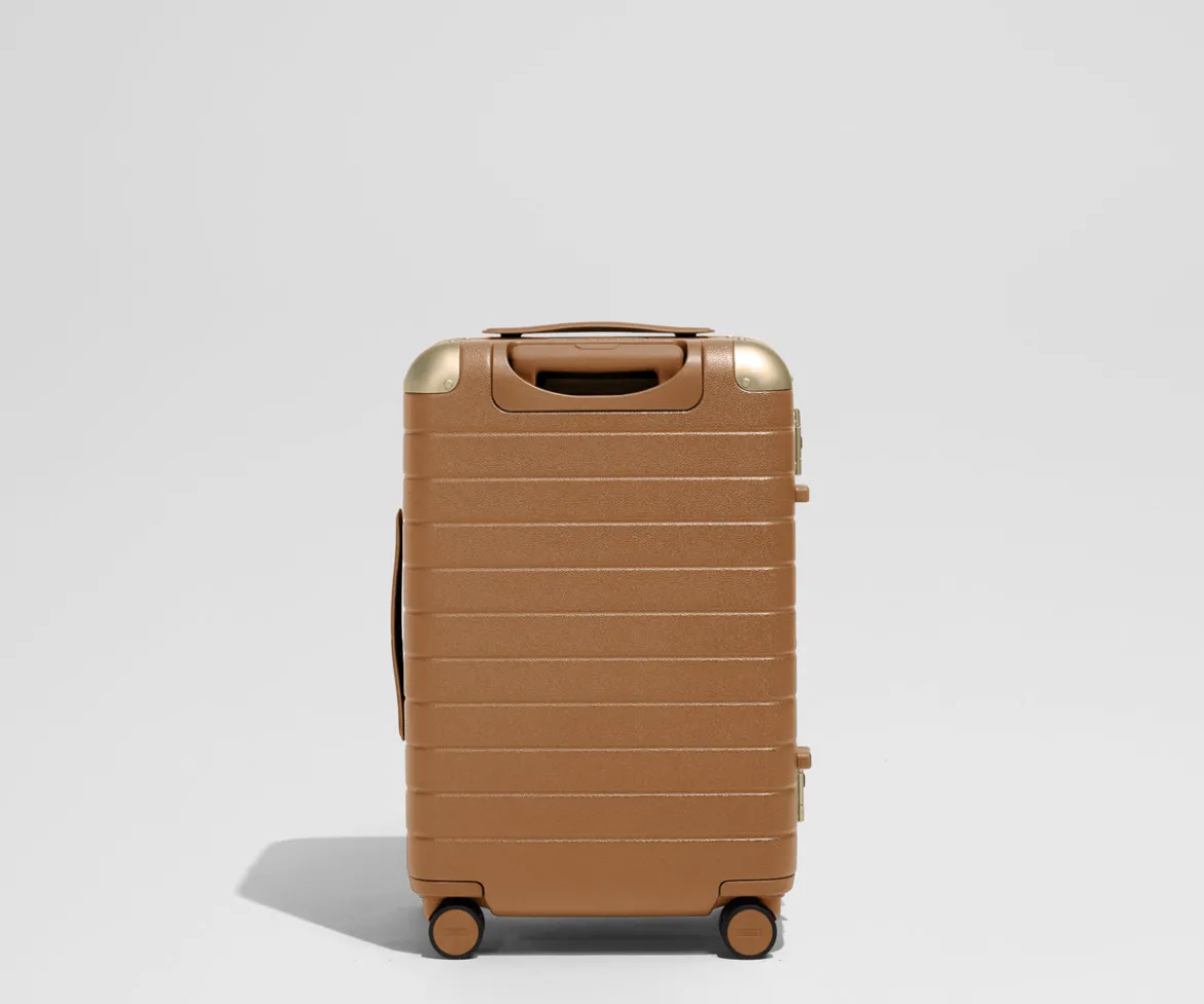 The Aluminum Edge Bigger Carry-On in Cognac Brown